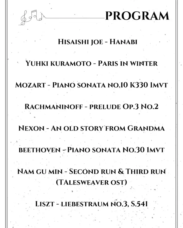June Yeoneum Piano Concert — 프로그램